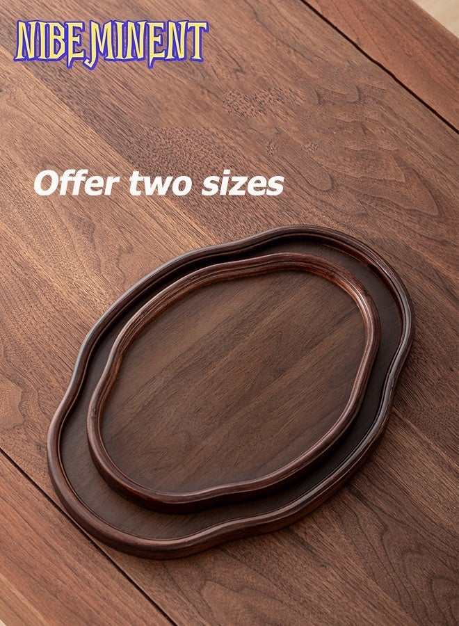 NIBEMINENT 2 Pcs/Set Bamboo & Recycled Wood Decorative Tray - Vintage Style Irregular Shape Tea Serving Tray with Lid, Perfect for Home, Office, Hotel, or Gift Decor, Ideal for Living Room, Bedroom, or Tea Parties, Tea Party Accessory | Decorative Tray | Bamboo Material, Tea Tray - Image 4